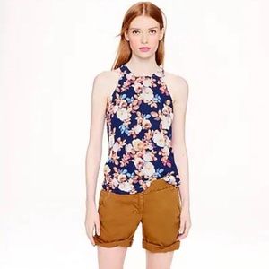 J Crew Blue silk floral tank.